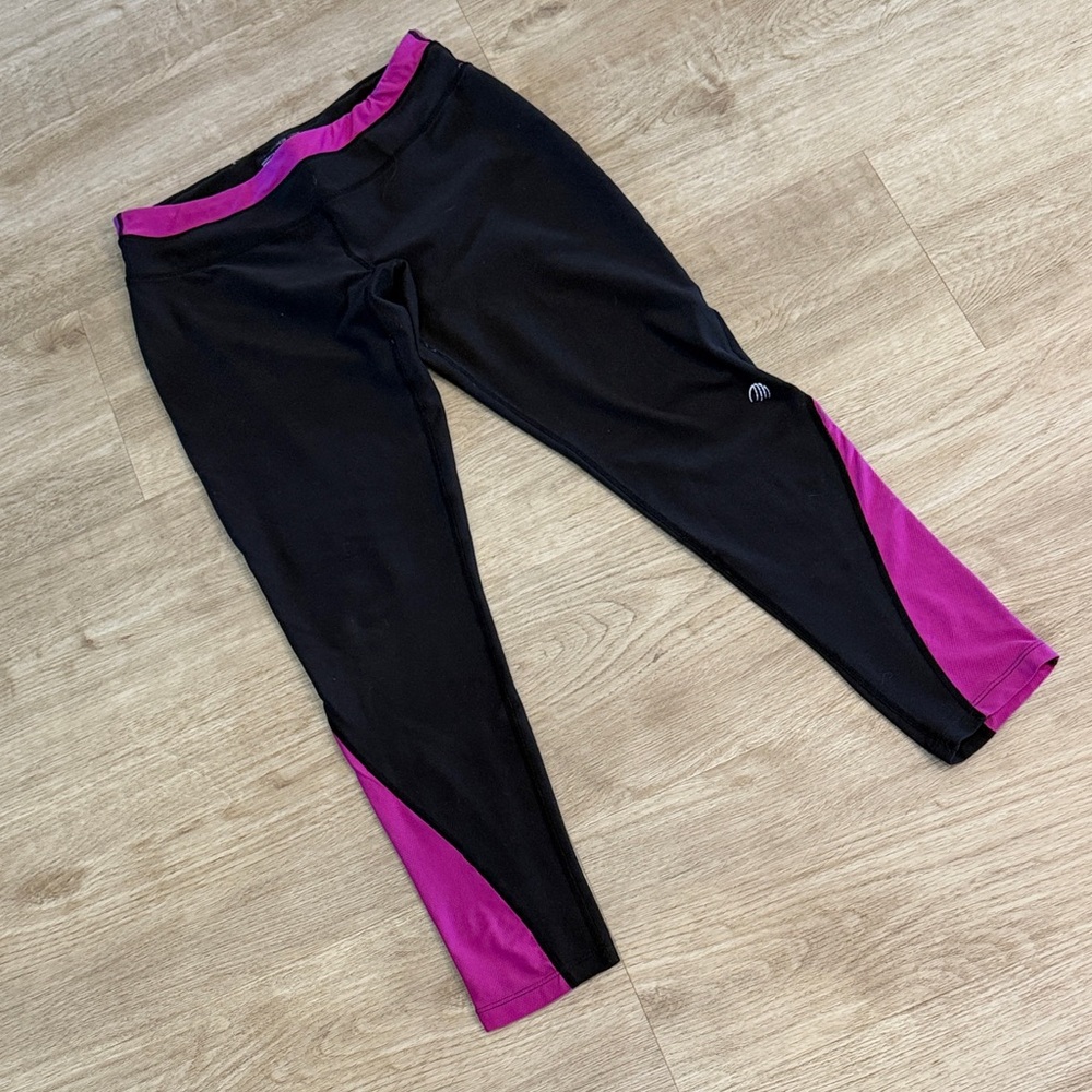 Black and Magenta Active Leggings